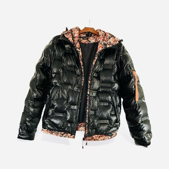 Ellesse Jackets & Blazers - Ellesse Reversible Puffer Jacket – Black & Floral – Size M